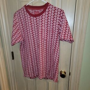 Mens Sz M Supreme Jaquard Red Rose All Over Shirt Urban wear